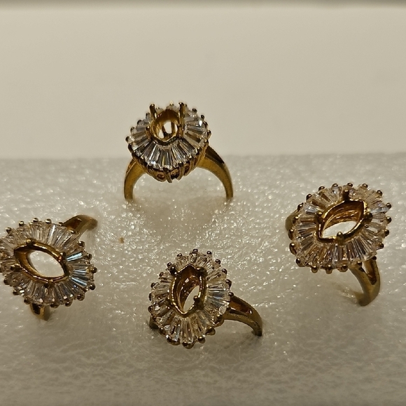 Jewelry - 4 Goldtone & Rhinestone 6.5 Women's Prong Ring Setting